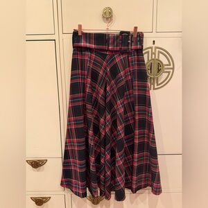 Zara Red and Black Plaid A-Line Skirt
